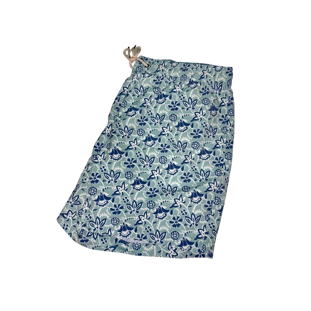 Faherty Beacon Swim Trunk 7"  Riptide Floral Batik Blue Green Mens XXL NWT